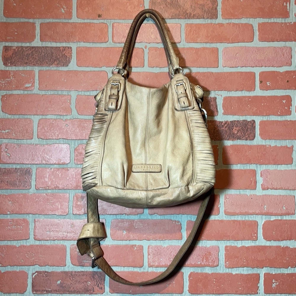 LIEBESKIND Berlin Tan Leather Boho Satchel Crossbody Shoulder Bag